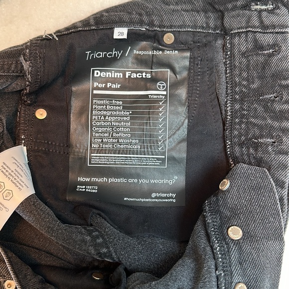 TRIARCHY jeans high waist baggy straight leg NWT dark grayish - Picture 4 of 11